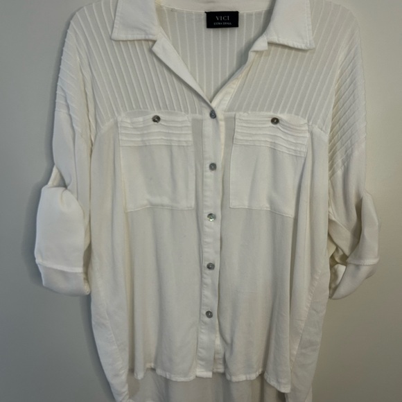 Vici Too Good For You Button Down Ovwrsized Shirt White XS - Picture 7 of 10